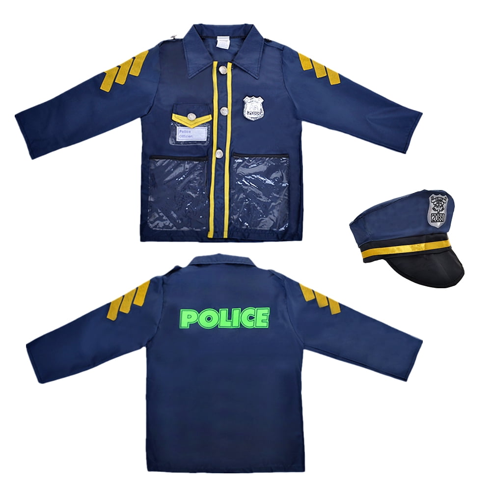 TOPTIE Police Costume for Kids, Role Play Dress-Up Set for 3 - 7 Years Old-Navy Blue-S