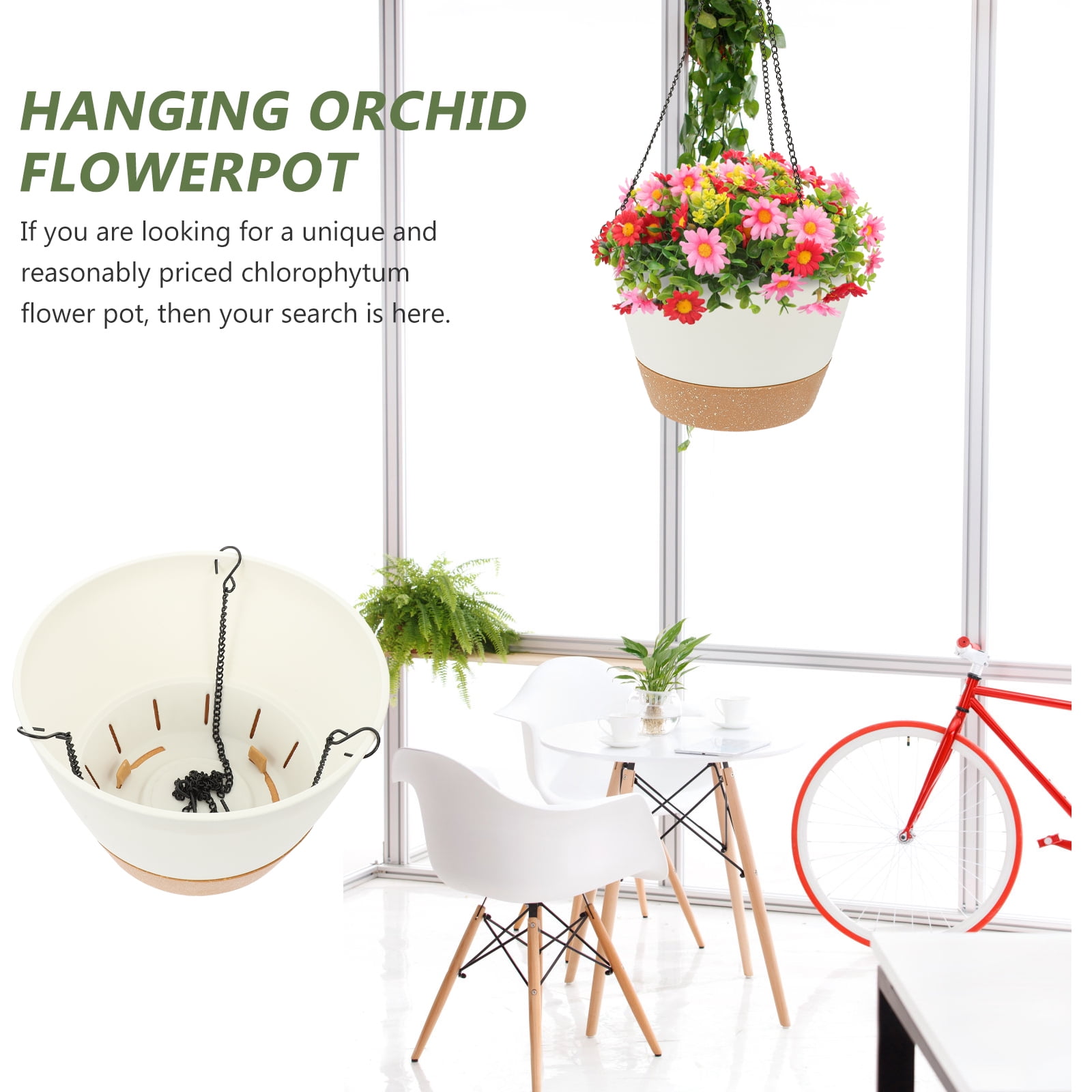 Balcony Vine Flowerpot Outdoor Hanging Basket Plant Pots Wall Planter Indoor Flowerpots for Plants White