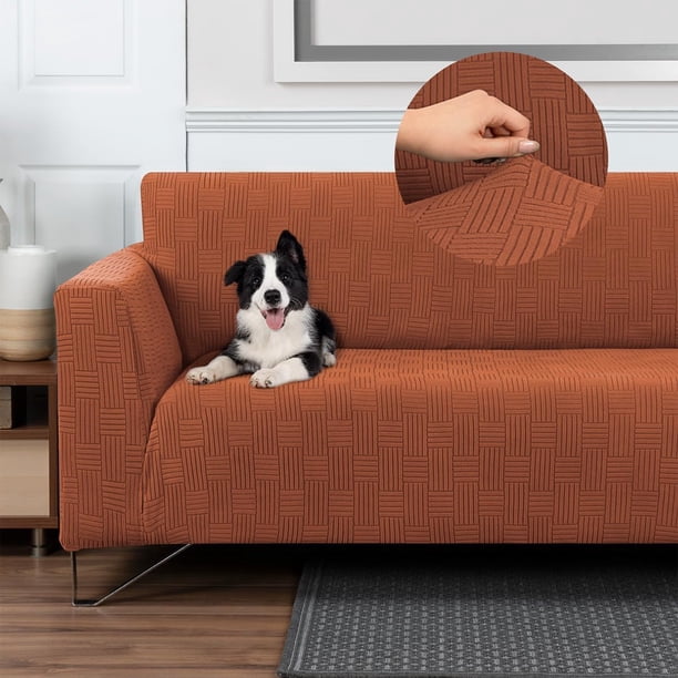 Juego de 3 Fundas Cubre Sala - Tejido Jacquard Elástico Fácil Lavado. Ideal para Proteger Tus Muebles - Protector de sillón - Sofa Cover (Marfil (Afelpado))