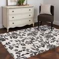 thumbnail image 4 of Farmhouse Black Large Area Rugs for Bedroom Living Room, Soft Non Slip Carpet Bedside Rug, Vintage Flower Leaf Botanical Plant Rectangular Floor Cover Kitchen Accent Rug 4'x6' for Dining Room/Office, 4 of 9