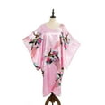 thumbnail image 2 of Asian Home Flower Peacock Satin Silk Kimono Dress, Nightgown, Dressing Gown (Pink), 2 of 4