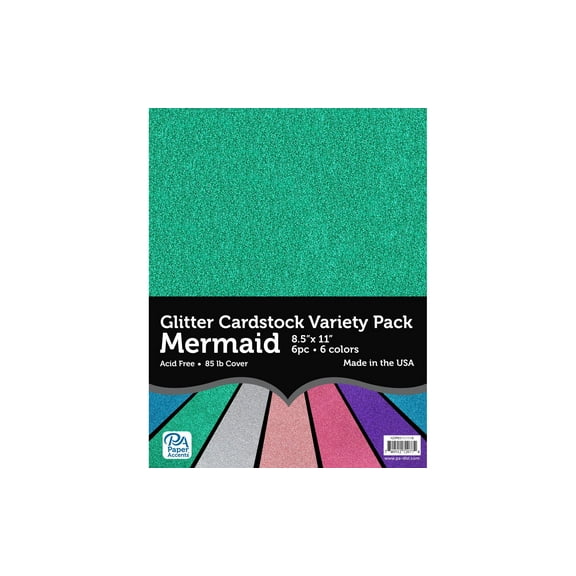 Paper Accents Cardstock Variety Pack Glitter 8.5"x 11" Mermaid 6pc
