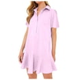 thumbnail image 1 of YFELWZ Womens Plus Size Ruffle Hem Short Sleeve Dress Casual Summer Flowy Midi Dress With Vintage Pink L, 1 of 9