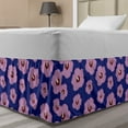 thumbnail image 1 of Hibiscus Bed Skirt, Bold Rhythmic Illustration of Tropical Flowers in Vibrant Tones, Elastic Bedskirt Dust Ruffle Wrap Around for Bedding Decor, 4 Sizes, Dark Blue Ruby Lilac, by Ambesonne, 1 of 2