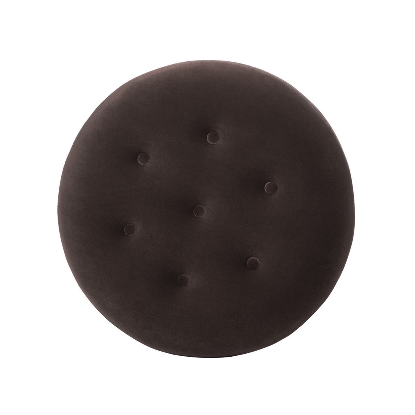 Jennifer Taylor Home Yolanda 24" Round Upholstered Accent Ottoman, Deep Brown Performance Velvet