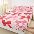 thumbnail image 3 of Homewish Cartoon Red Bowtie Girl Twin Sheet Sets 3pcs,Cute Bowknot Twin Fitted Sheet Microfiber,Dreamy Princess Breathable Flat Sheet,Microfiber Bedroom Decor, 3 of 7