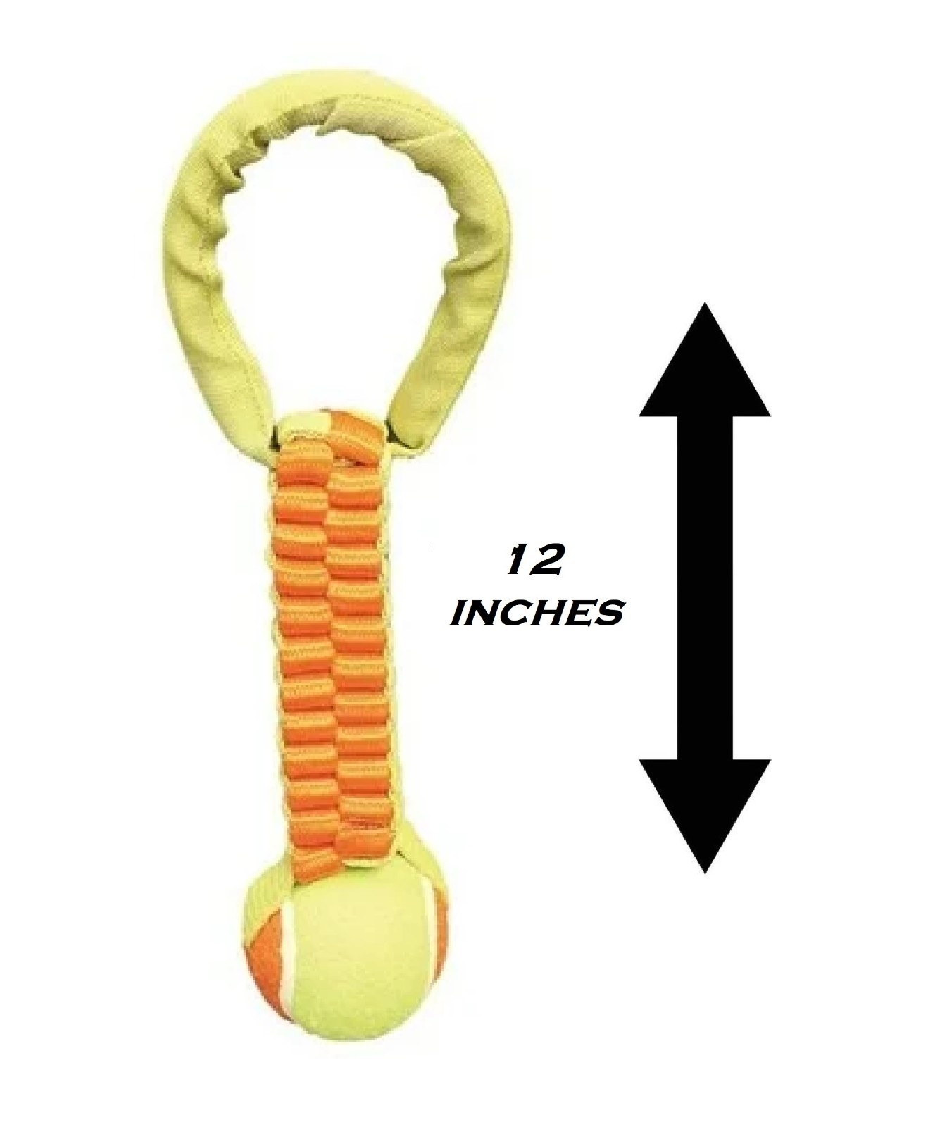 Interactive Braided Nylon Body Tennis Ball 12 Inch Dog Tug Toy Dual Materials (Discounted Toy - Random Color)