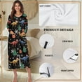 thumbnail image 5 of FKELYI Women Zip Up Robe Nightgowns Comfy House Coats Christmas Tree Dinosaur Snowflake Print Full Length Sleepwear House Dress Long Sleeve Bathrobe with 2 Pockets, 4XL, 5 of 6