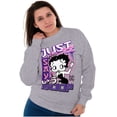 thumbnail image 4 of Kanji Style Cartoon Just Say Boop Women Crewneck Sweatshirt Brisco Brands S, 4 of 6