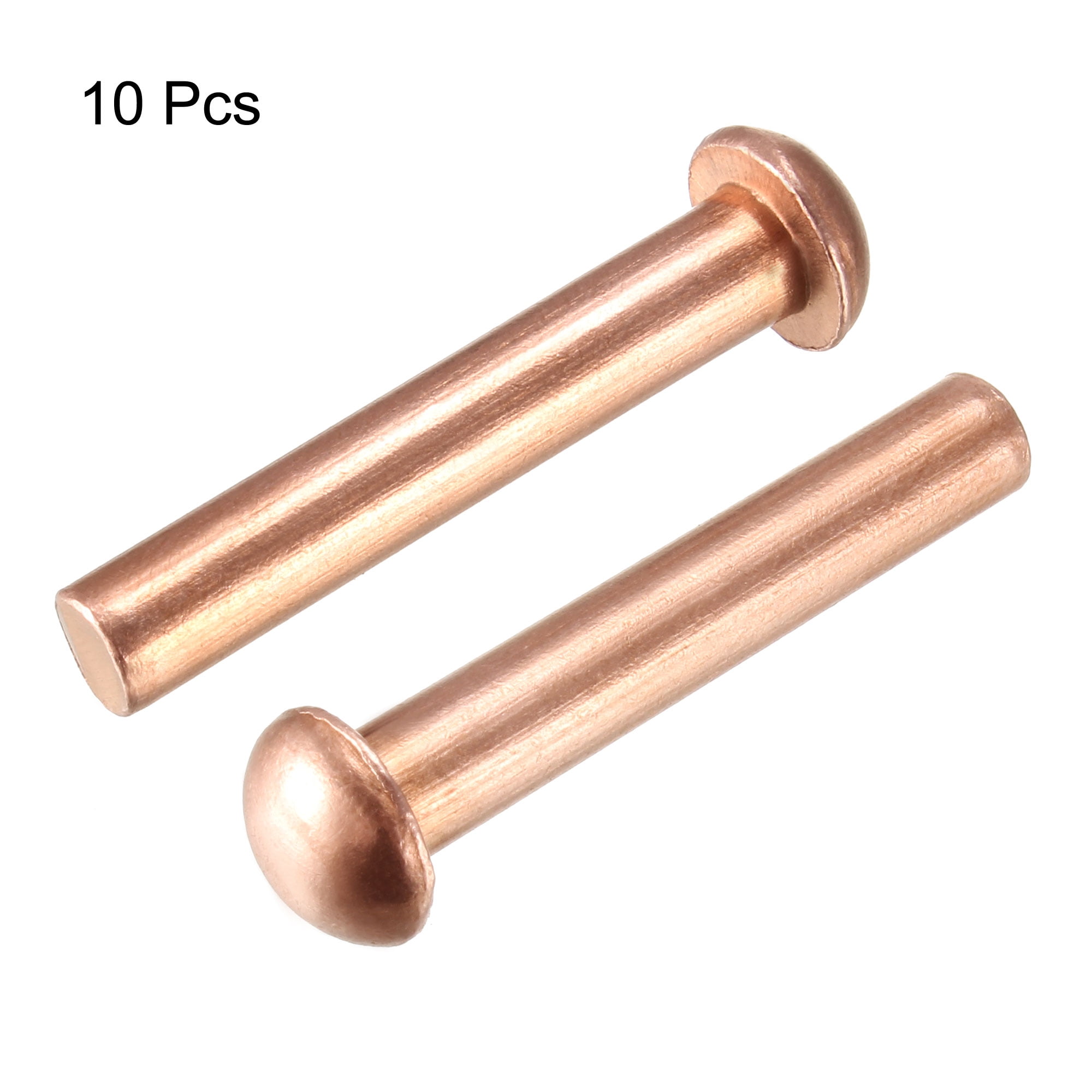 15/64 Inch x 1 3/8 Inch Flat Head Copper Solid Rivets Fasteners Pack of 10