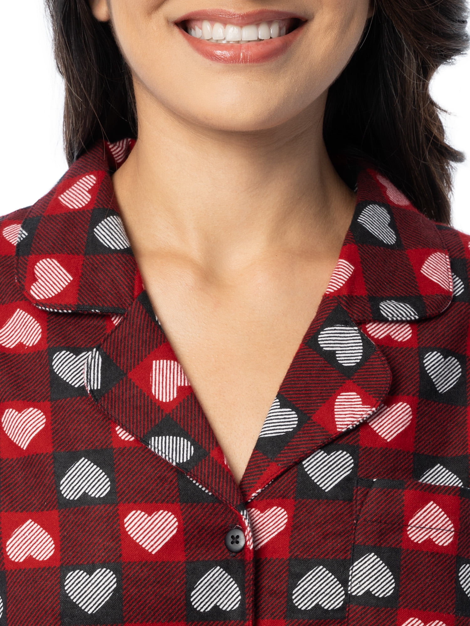 Fruit of the Loom Women's Beyond Soft Long Sleeve Button Down Flannel Sleepshirt, Sizes S-4X