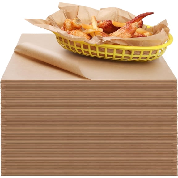 Unbleached Waxed Deli Paper Sheets 12 * 12 Inch, 100 Pcs Food Basket Liners for Sandwiches, Burgers, Grease Proof Liners Deli Wrap Wax Paper Sheets