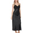 thumbnail image 2 of Summer Silk Pajamas Nightgown Women Pleated V Neck Sleeveless Maxi Nightdress, 2 of 7