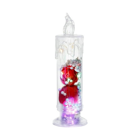 

PAVEOS LED Simulation Electronic Candle Ins Transparent Rose Small Night Light Bedroom Bedside Girl Heart Decoration Decorations on Clearance Night Lights for Home Use C