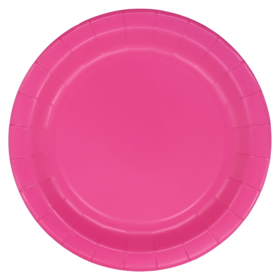 Celebrate It Paper Plates, Solid Color Round Disposable Dinnerware, Dark Pink, 9", 12 Pack (120 Total)