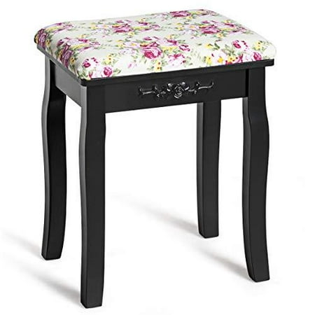 Giantex Vanity Stool Wood Dressing Padded Chair Makeup Piano Seat Make Up Bench W Rose Cushion Black Canada Giantex Vanity Stool Wood Dressing, Makeup Vanity Stool Canada