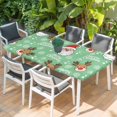 thumbnail image 2 of Christmas Santa Claus Table Cloths for 3 Foot Rectangle Tables, Cartoon Xmas Elk Snowflakes Green Patio Waterproof Elastic Fitted Tablecloths, Washable Rectangular Table Cover for Camping, 2 of 8
