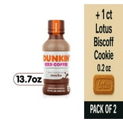 Dunkin Mocha Iced Coffee Bottle 13.7 fl oz - Pack of 2 & Lotus Biscoff Cookie - 0.2 Oz - 1 ct