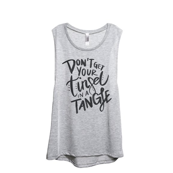 Don't Get Your Tinsel In A Tangle Women's Fashion Sleeveless Muscle Workout Yoga Tank Top Sport Grey Small