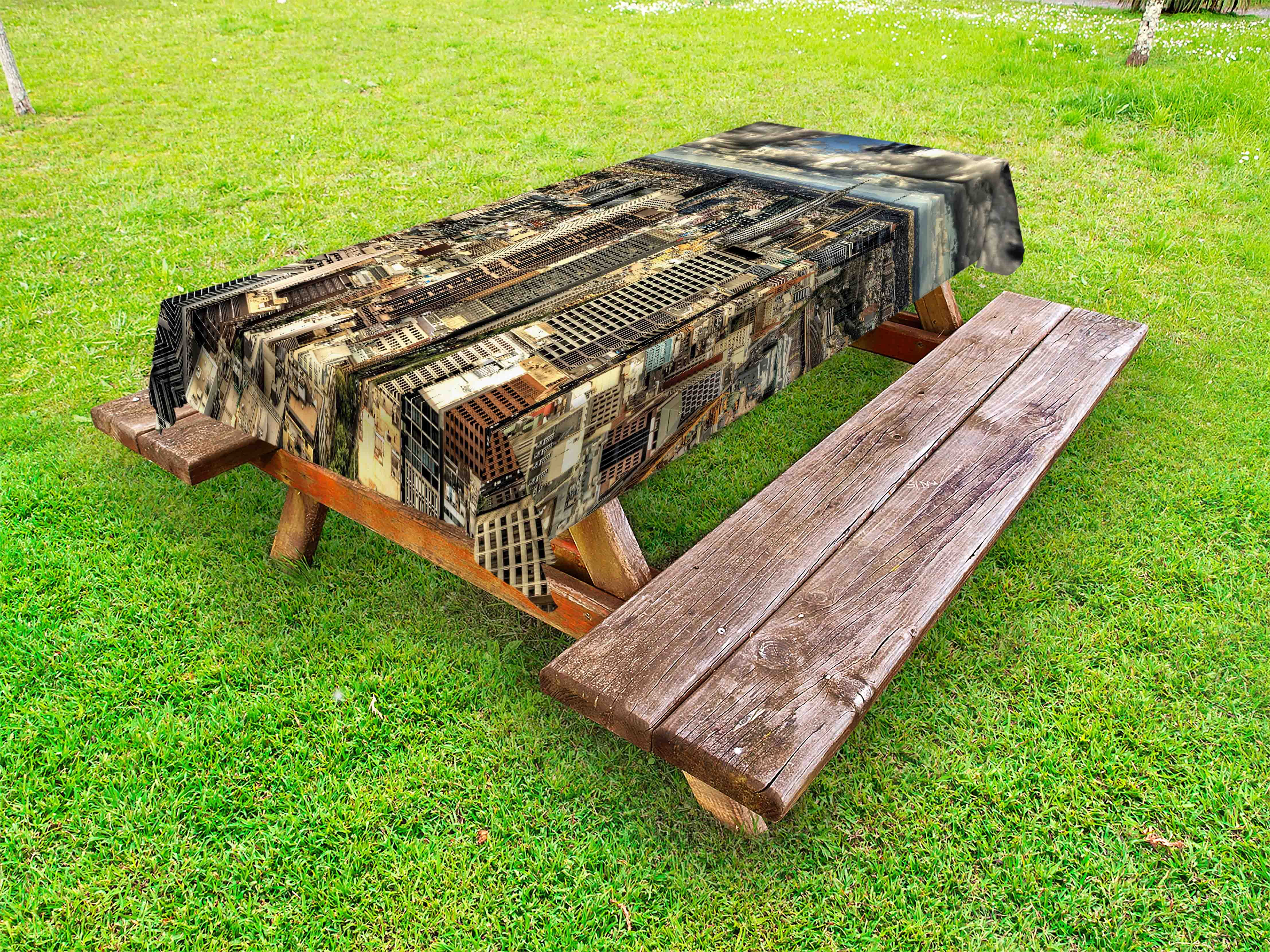 Urban Outdoor Tablecloth, Melbourne Cityscape Modern Australia