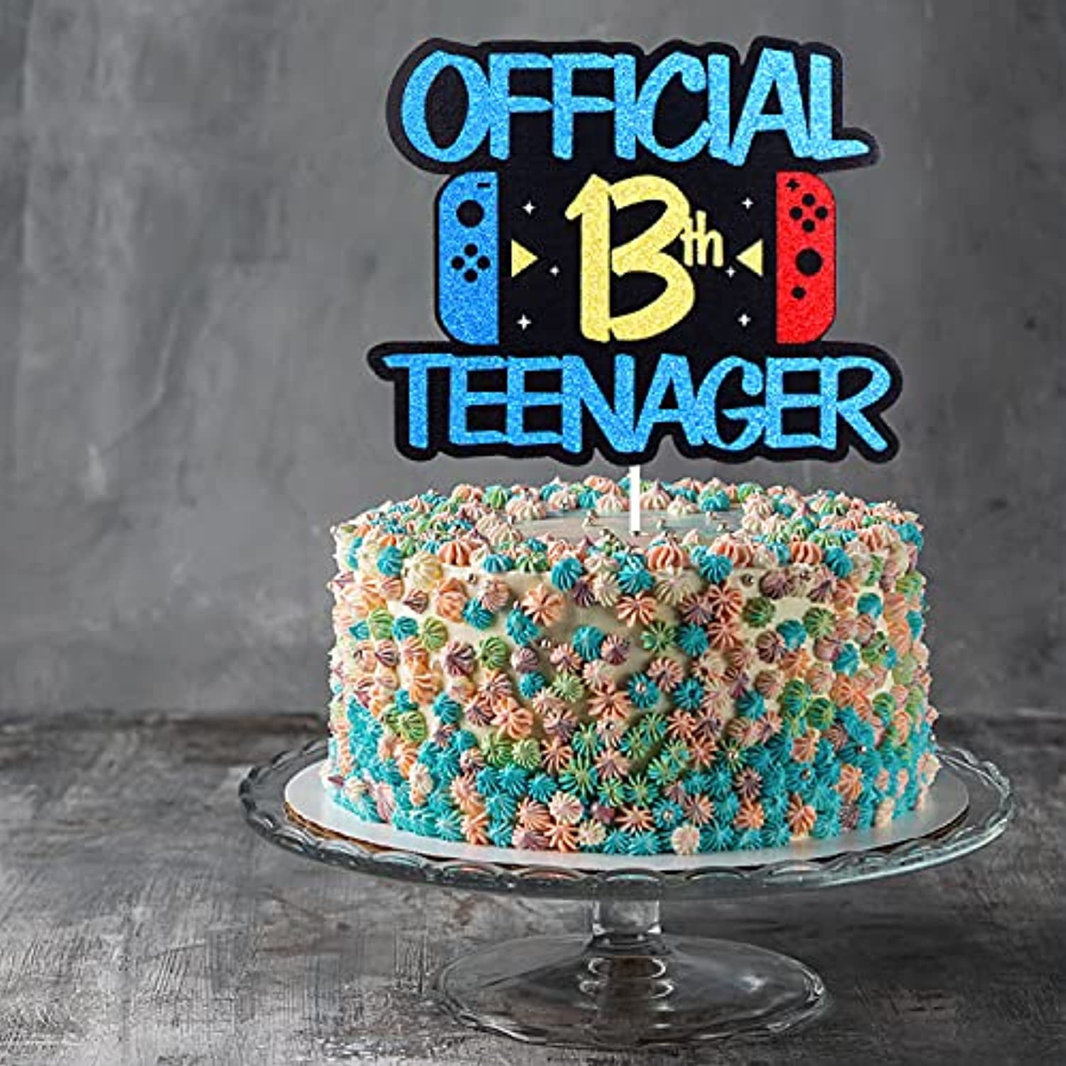 Official Teenager 13 Birthday Cake Topper - Boys Girls 13th Birthday Gold  Glitter Cake Supplies - Thirteen Years