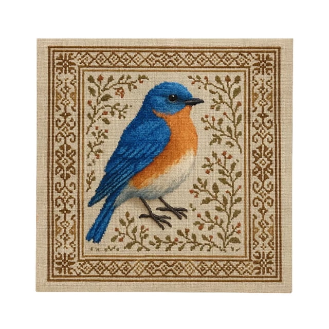 Ngheia Red Cardinal Cross Stitch Kit, Kit for Beginners and Adults Winter Red Bird Embroidery Set with Pattern Threads Needle and Instructions for Handmade Home Decor, 1 Embroidery