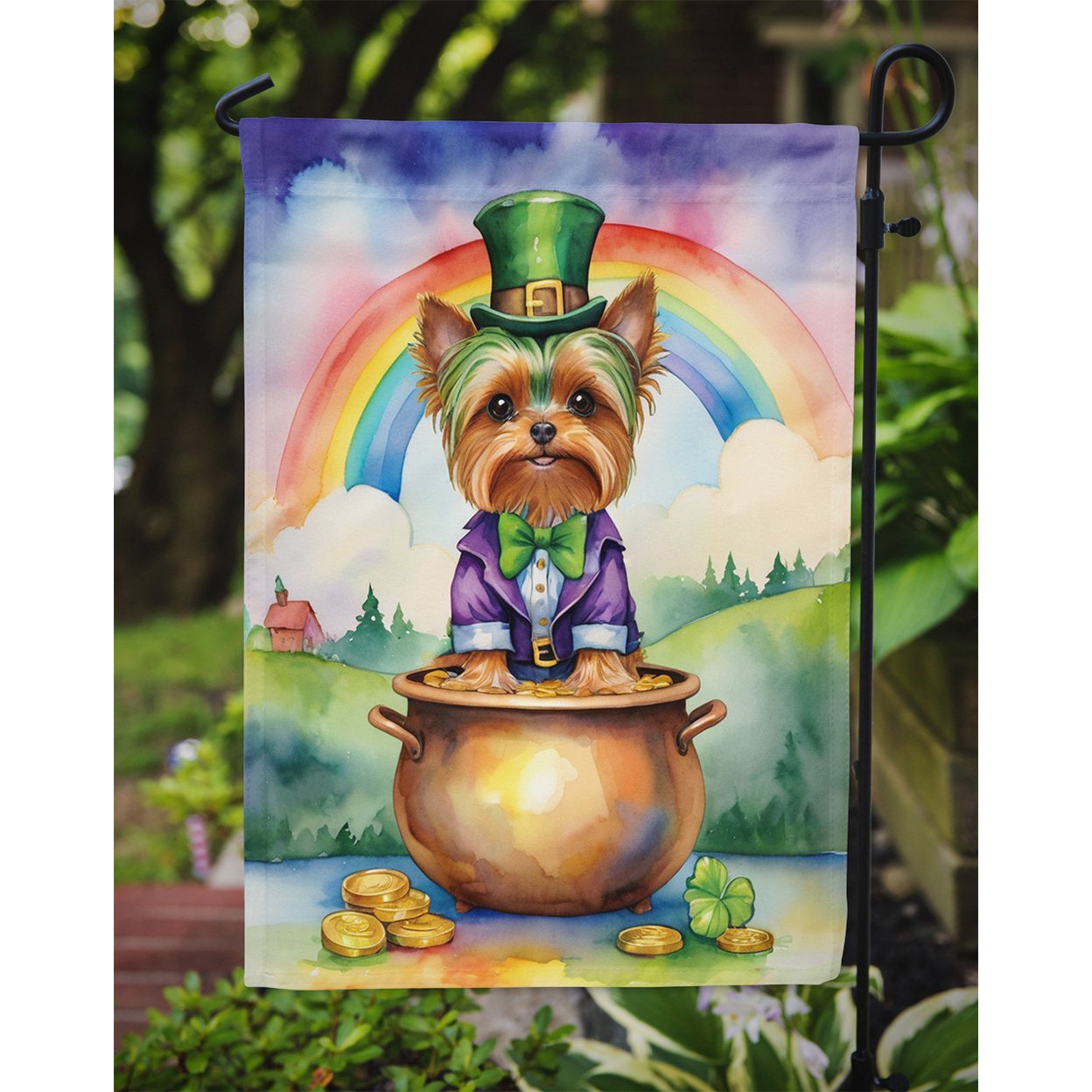 Yorkshire Terrier St Patrick's Day Garden Flag 11.25 in x 15.5 in