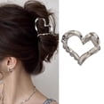 thumbnail image 1 of Pinzas para el pelo para el día de San Valentín, pinzas para el pelo con forma de corazón plateado para mujer, pinzas para el pelo con forma de corazón de metal para cabello grueso, pinzas para el pel, 1 of 5