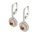 thumbnail image 2 of 14K Solid Gold Lever Back Stud Earrings for Women | 1.63 cttw Round Cut Simulated Champagne Diamond | White/Rose Gold, 2 of 5