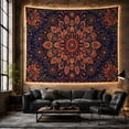 thumbnail image 5 of Paisley Floral Mandala on Navy Background, Dramatic Boho for Meditation Enthusiasts, Spiritual Wall Art, Housewarming Gift, Tapestry Wall Hanging for Meditation Room and Bedroom, 5 of 6