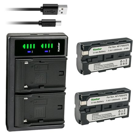 Kastar 2-Pack NP-F550/F570 Battery and LTD2 USB Charger Replacement for Sony DCR-TRV58 DCR-TRV620 DCR-TRV7 DCR-TRV720 DCR-TRV735 DCR-TRV820 DCR-TRV9 DCR-TRV900 DCR-TV900 DCR-VX1000 DCR-VX2000 Camera