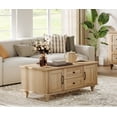 thumbnail image 2 of Farmhouse Coffee Table with Cabinet, Rustic Center Table with Hidden Storage Compartment for Living Room, Office, Natural Oak, 2 of 6