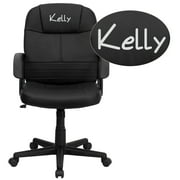 Flash Furniture Personalized Mid-Back Black Leather Executive Swivel Chair with Arms