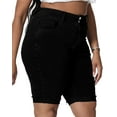 thumbnail image 5 of Gocolloa Womens Plus Size Jean Shorts Stretchy High Waisted Ripped Roll Hem Denim Bermuda Shorts 10" Inseam Black 24W, 5 of 5