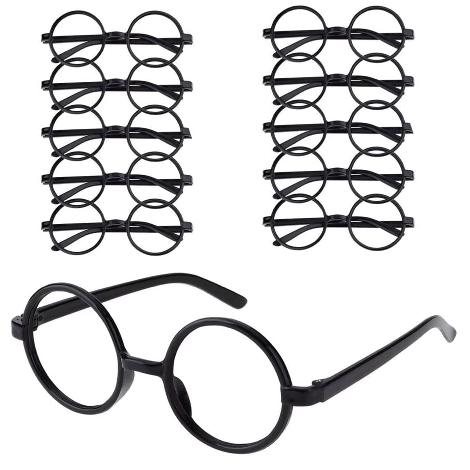 Younar 10 Pack Wizard Glasses Costume Glasses Black Round Glasses