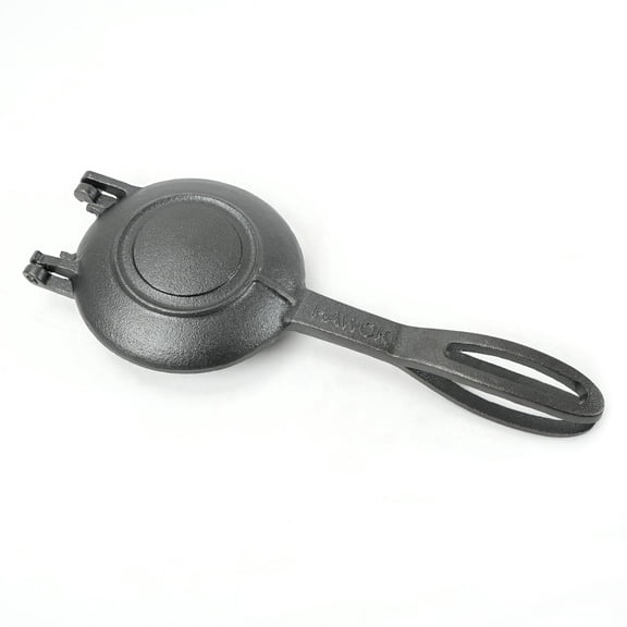 HAWOK Compact Cast Iron Grilled Sandwich Maker, 12" L x 4.72" W x 1.85" H, Round Pie Iron, Pre-seasoned