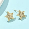 thumbnail image 3 of Star Brass Micro Pave Clear Cubic Zirconia Stud Earrings Lead Free & Cadmium Free Long-Lasting Plated Real 18K golden Plated 12.5x13.5mm Brass, 3 of 5