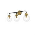 thumbnail image 3 of Hanson 3 lights bath sconce in black with brass with clear shade, 3 of 3