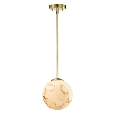 Baxter 11 in. 1-Light Indoor Satin Gold Finish Pendant Light with Light Kit