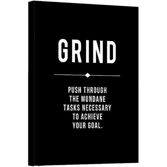 Grind Wall Art Inspirational Entrepreneur Quotes- Canvas Print Frame Picture Painting for Office Home Decor Kids Room Gift-12"x16"