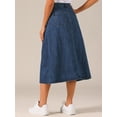 thumbnail image 3 of DARING DIVA Women's High Waisted Flap Pocket A-Line Vintage Denim Maxi Skirt XL Dark Blue, 3 of 5