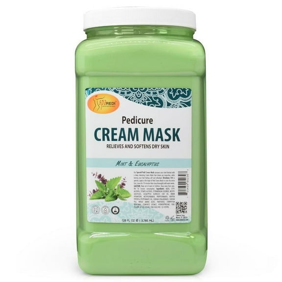 SPA REDI Cream Mask - Pedicure Massage for Tired Feet and Body, Hydrating, Fresh Skin - Infused with Hyaluronic Acid, Amino Acids, Panthenol, Comfrey Extract, Mint and Eucalyptus - 1 GAL