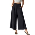 thumbnail image 3 of Garbnen Chiffon Palazzo Pants for Women Dressy Flowy Wide Leg Womens Cropped Pants Beach Outdoor Y2k Lounging Pants for Women with Pockets, 3 of 7