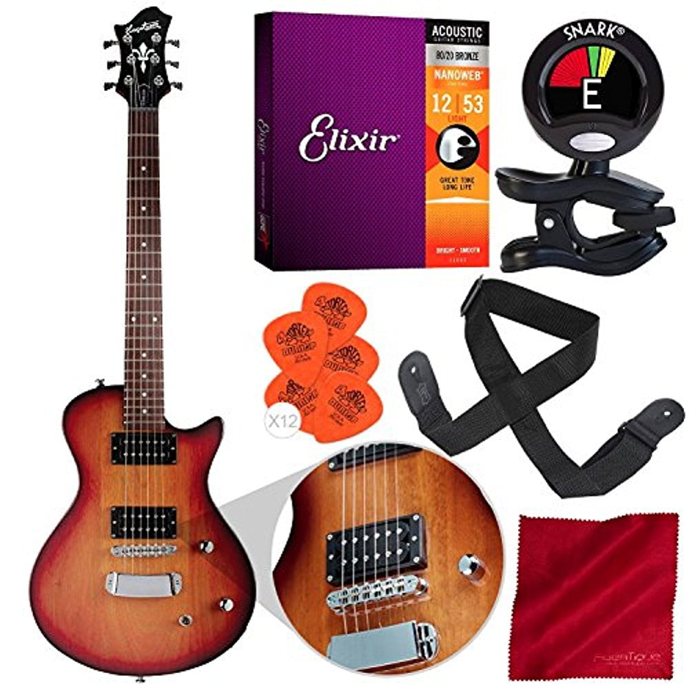 "Hagstrom Ultra Swede ESN Electric Guitar Tobacco Sunburst with ClipOn Tuner, St"