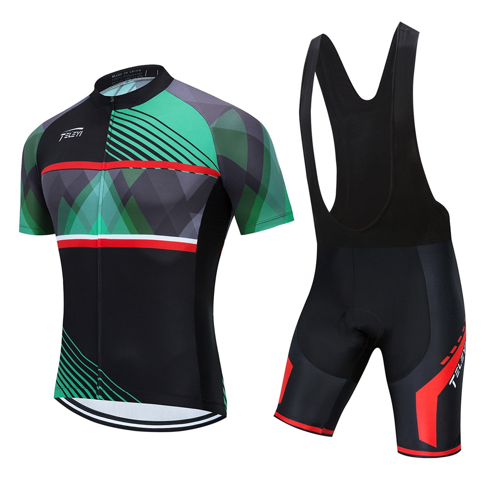 Women Cycling Jersey Set Short Sleeve+5D Padded Bicycle Shorts Quick-Dry Reflective 3-Pockets
