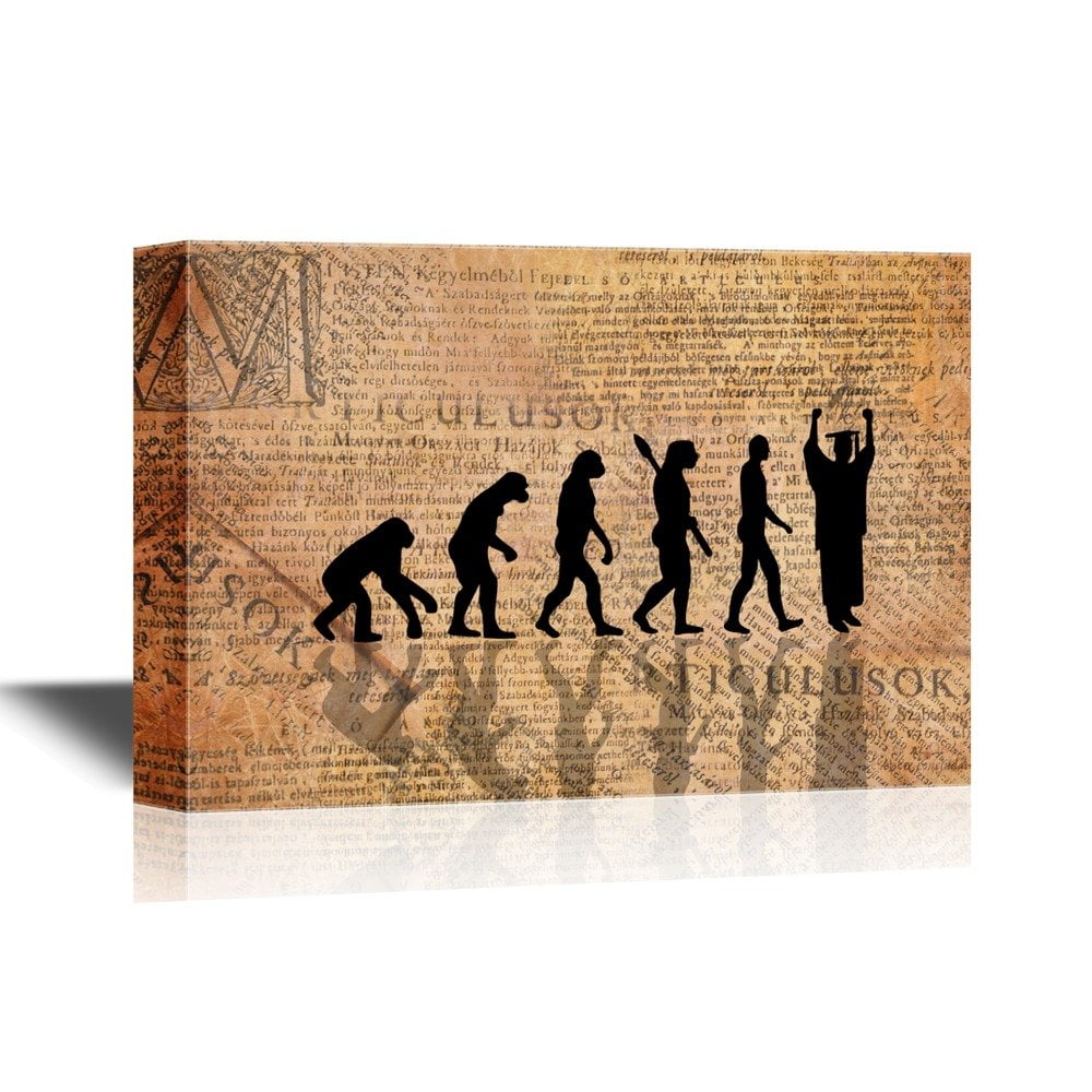 wall26 Human Evolution Canvas Wall Art - Human Evolution to Graduate Student - Gallery Wrap 