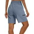 thumbnail image 3 of Bloomae Women's Hiking Cargo Shorts with Zipper Pockets Drawstring Elastic Soft High Waisted Quick Dry 7 Inch Long Shorts for Women Golf Athletic Blue L, 3 of 8