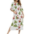 thumbnail image 5 of Long Nightgowns for Women Long Sleeve Sleepshirts Loungewear Casual Sleepwear Loose Sleep Dress with Pockets White C M, 5 of 7