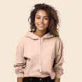 thumbnail image 3 of Dalix Heart Embroidered Fleece Cropped Hoodie Cold Fall Winter Women in Peach XL X-Large, 3 of 5