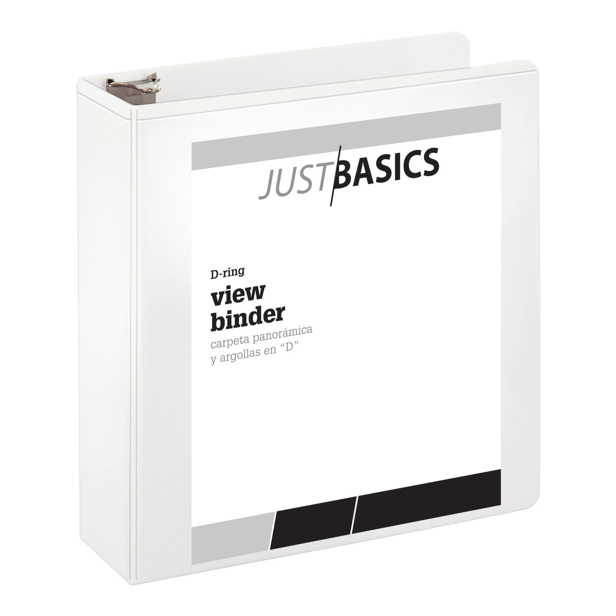 Just Basics D-Ring View Binder, 3' Rings, 38% Recycled, White